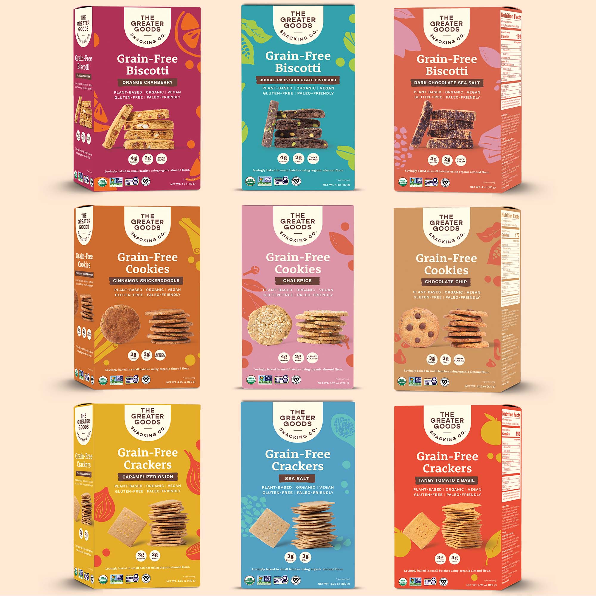 The Greater Goods Snacking Co. - Wholesale Cookie - Grain-free Biscotti Cookies - Dark Chocolate Sea Salt 4 oz.6
