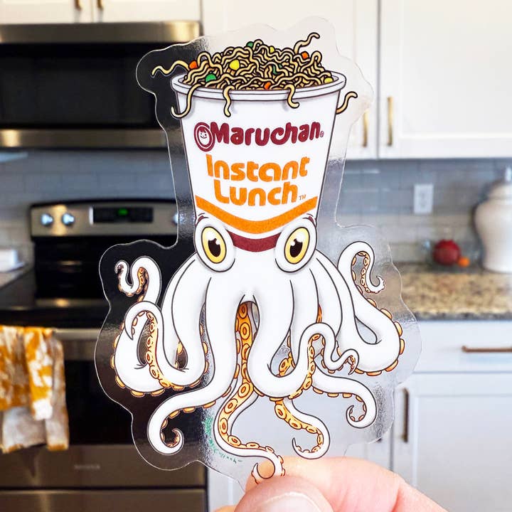 CLEAR STICKER: Ramen Octopus for wholesale by Ryan McCulloch Art