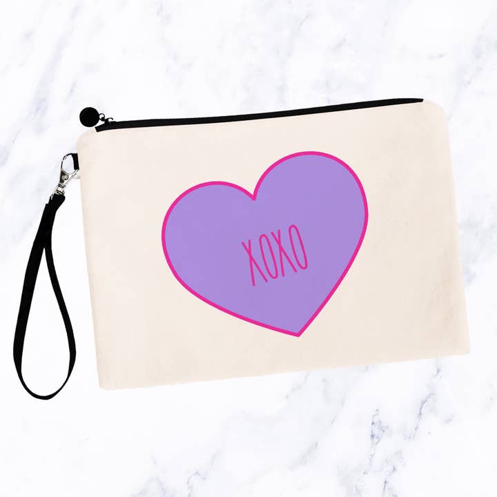 XOXO Candy Heart Makeup Bags for wholesale by SheMugs