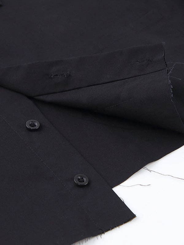 VividLux - Wholesale Button Down Shirt - Women's - Cropped Long Sleeves Asymmetric Fringed Pockets Solid Color Blouses&shirts Tops9