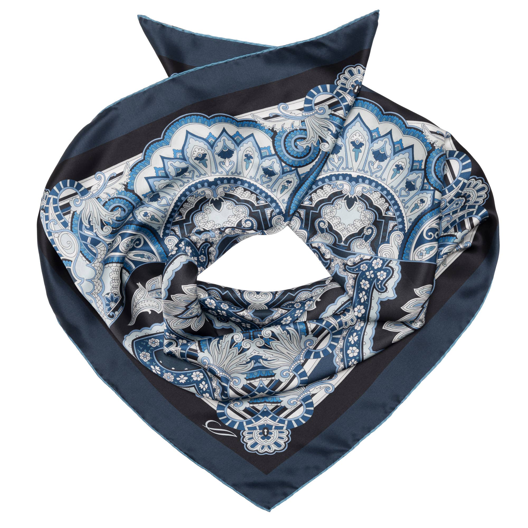 Elizabetta Made in Italy USA - Wholesale Scarf - Women's - Malta - Silk Foulard - Royal Blue2