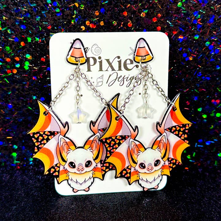 Sea Pixie Designs – Großhandel Ohrhänger – Candy-Corn-Fledermaus-Halloween-Ohrringe, gruselig & niedlich4