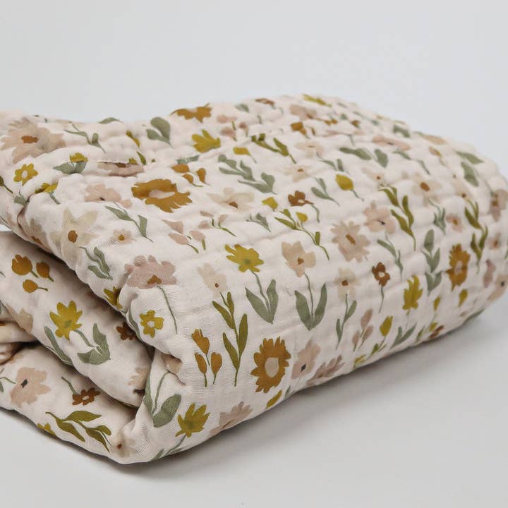 Almond Bud - Wholesale Quilt - Kids & Baby - Organic Cotton Daisy Meadow Muslin Quilt | Baby QuiltÂ