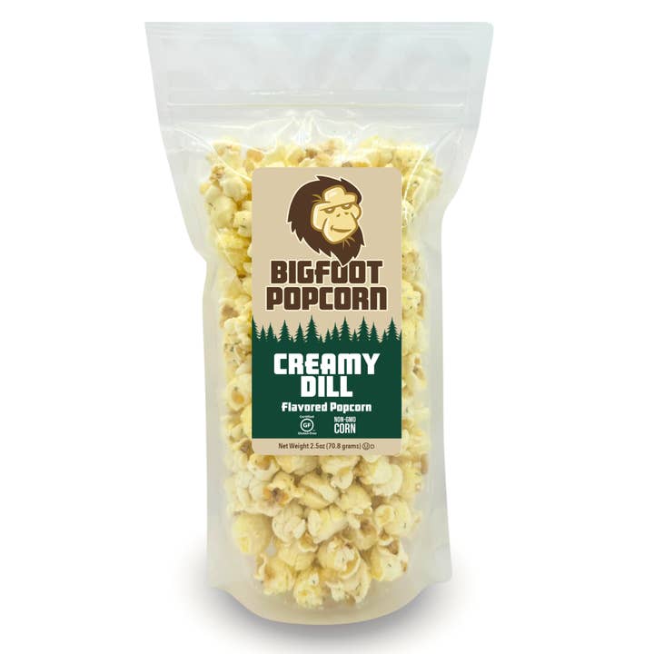 Popcorn Gourmet Crémeux à l'Aneth et Cornichons pour la vente par Bigfoot Popcorn