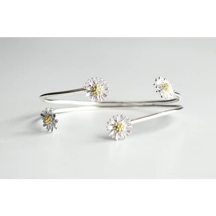 Silver Floating Daisies Cuff Bracelet for wholesale by Laurent Scott Collection