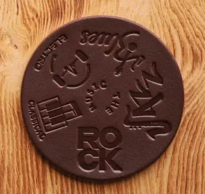 The Kurtis London – wholesale Coasters – 100% Hand-cut Cowhide Leather Coaster Music Theme1