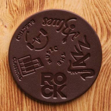 The Kurtis London – wholesale Coasters – 100% Hand-cut Cowhide Leather Coaster Music Theme1