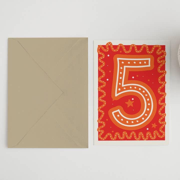 Blue Iris Designs Co – wholesale Birthday card – Age 5 birthday 5x7/A6 card