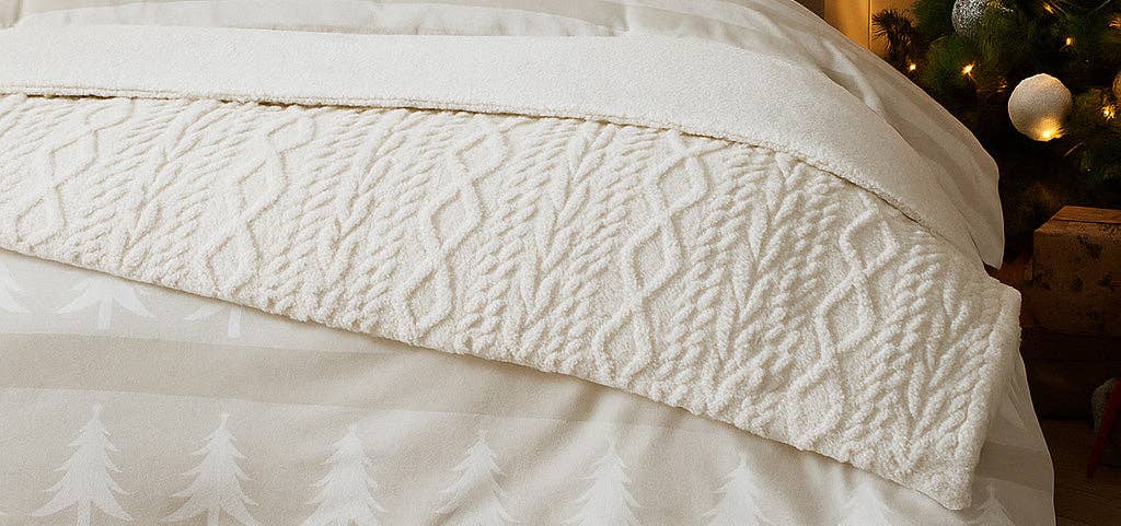 Vantona – wholesale Throw blanket – Vantona Cable Knit Throw Sherpa Fleece 150x200cm (Sold Separately)0