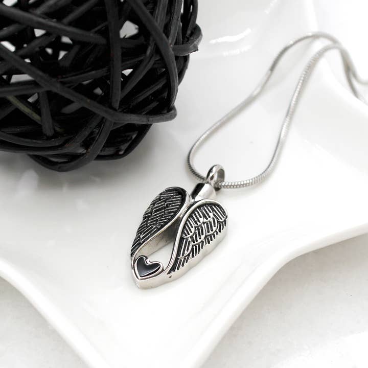 Anavia - Vendita all'ingrosso Collana con ciondolo/pendaglio - Collana commemorativa con cenere a forma di angelo custode a forma di cuore