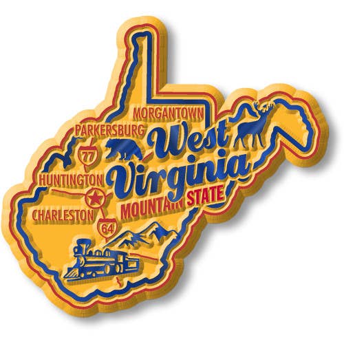 West Virginia - WV Premium State Magnet Made in USA  for wholesale by 7 Star