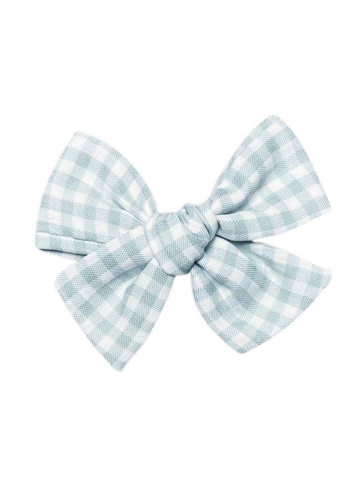 Blue Gingham Simple Bow for wholesale by Mini Melon
