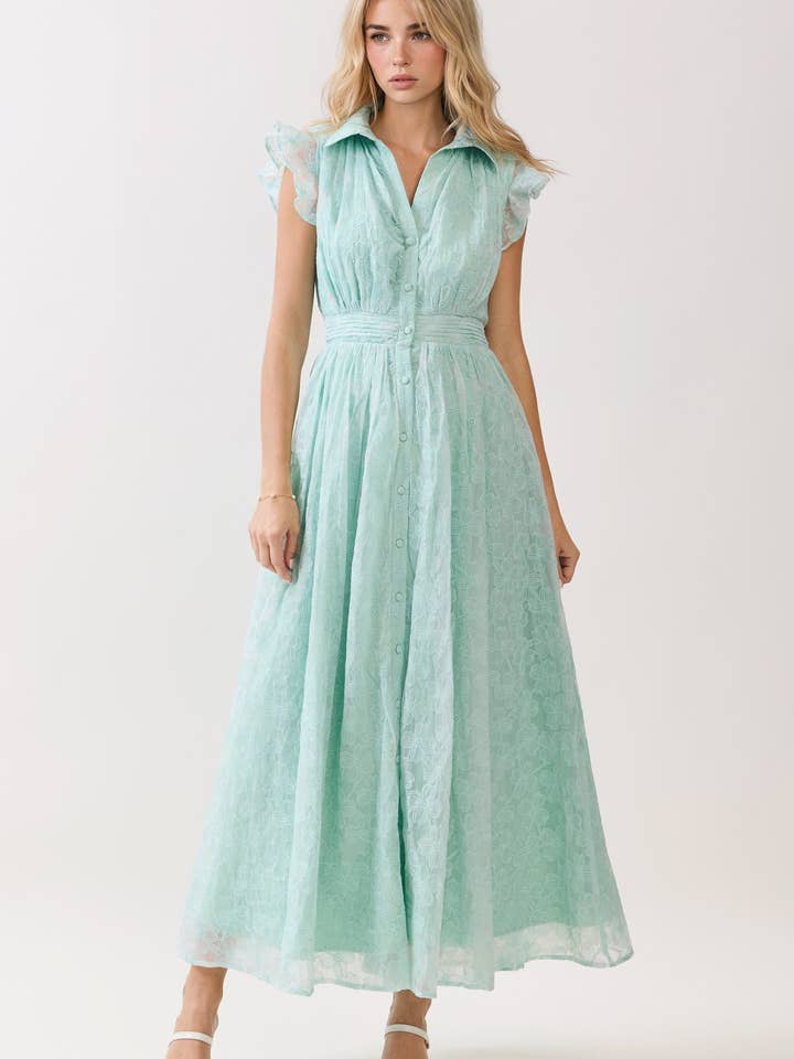 RUFFLE SLV BUTTON DOWN SHIRTS DRESS for wholesale by Dear Daisy