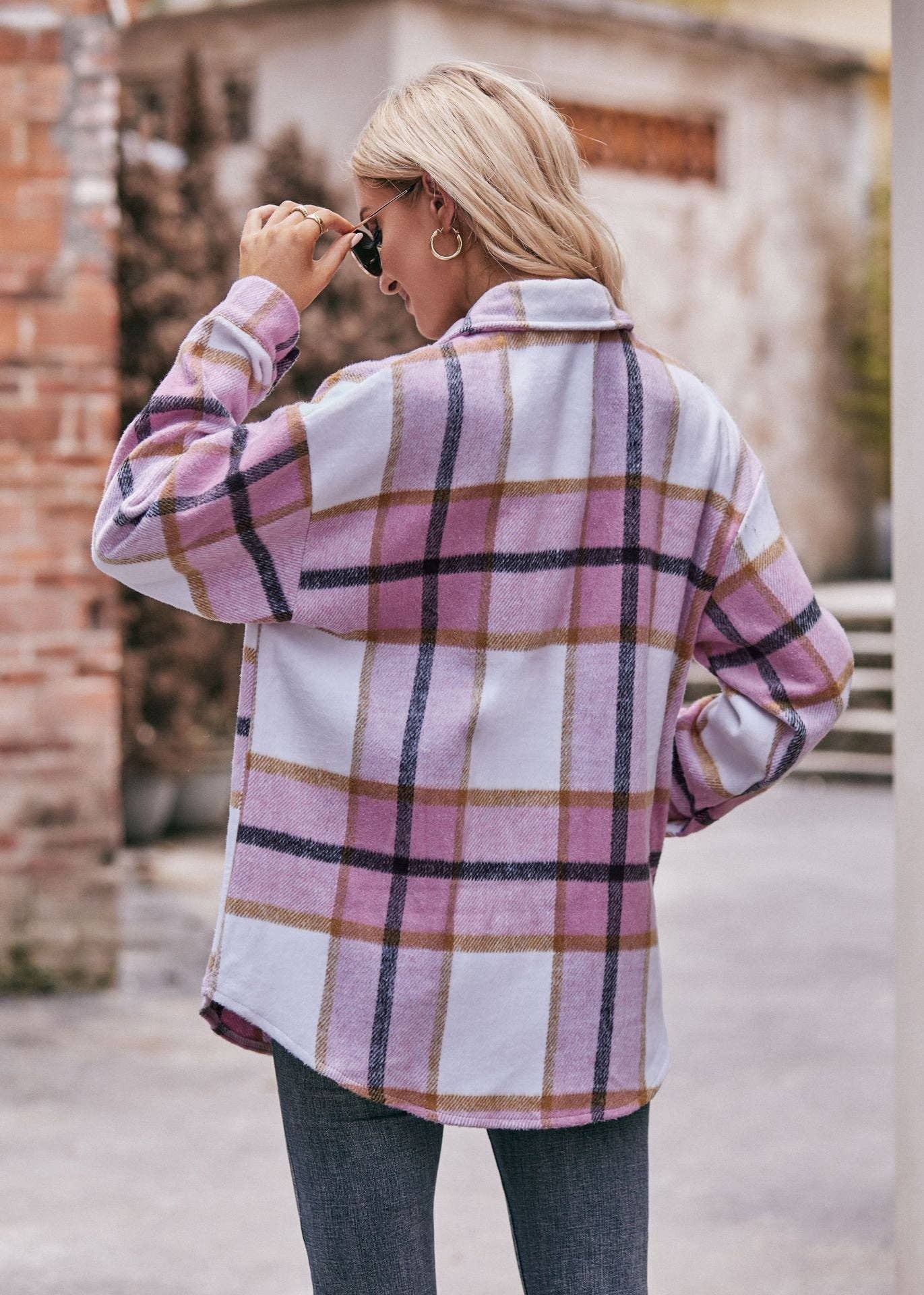 Suhkasana – wholesale Skjortjacka/jackett – Dam – Damers rutig flanellskjorta med fickor - Ledig och oversized7
