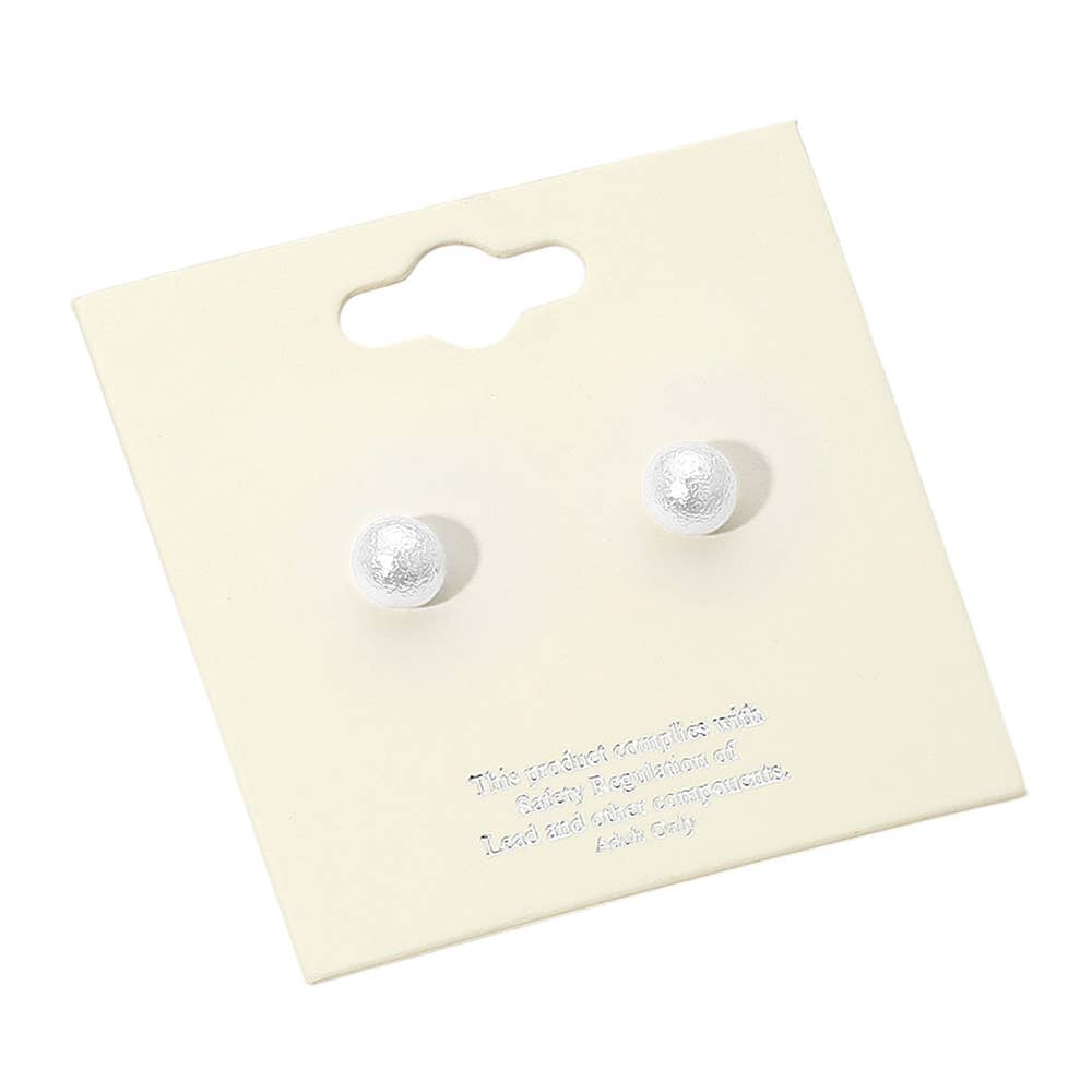 Sensibling Corp. - Wholesale Stud/Post Earrings - 12Pairs - Textured Pearl Stud Earrings4