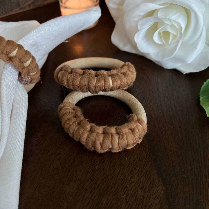 Uniq Favors - Wholesale Napkin ring - Macrame Cotton Wood Napkin Ring, Bohemian Table Decor3