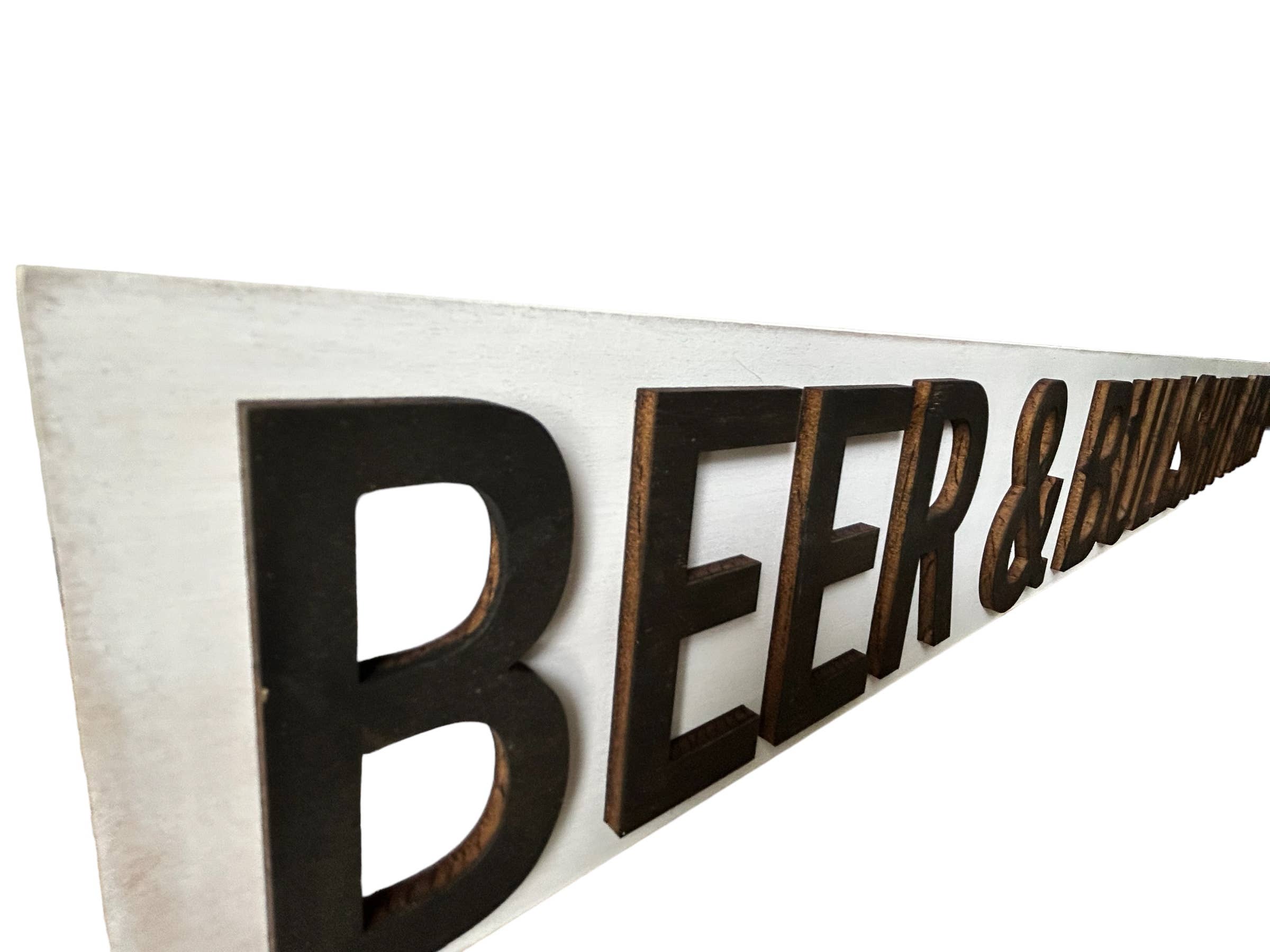 Inkwood Crafters - Wholesale Sign - Beer & Bullshit Area - Funny Rustic Shelf Sitter1