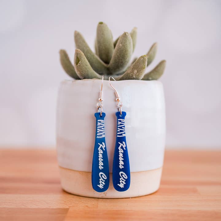 Stellar Gifts & Goods Wholesale - Wholesale Dangle Earrings - Kansas City KC Baseball Bat Dangles KCB