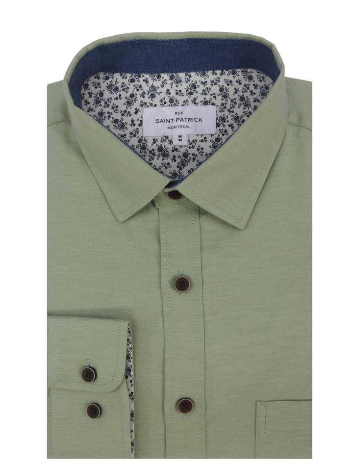 Antrim Stretch Oxford-skjorta i dammig salvia för wholesale av Rue Saint-Patrick