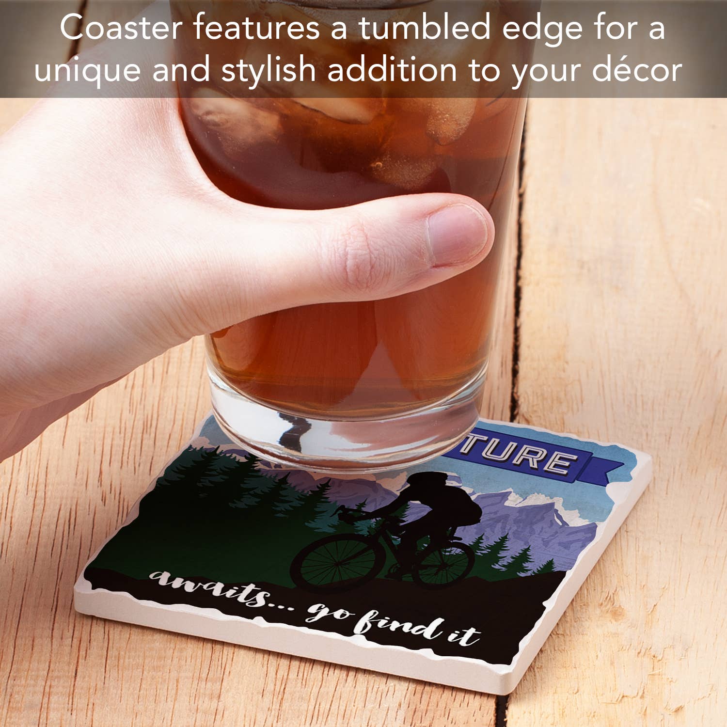 Conimar Promotions - Wholesale Coasters - "Adventure Awaits" Single Tumbled Tile Coaster  4