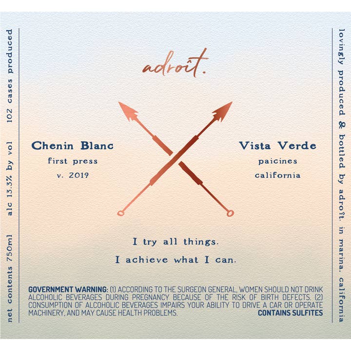 COAST by ALLY Wines - Wholesale White Wine - Adroit Chenin Blanc 20191