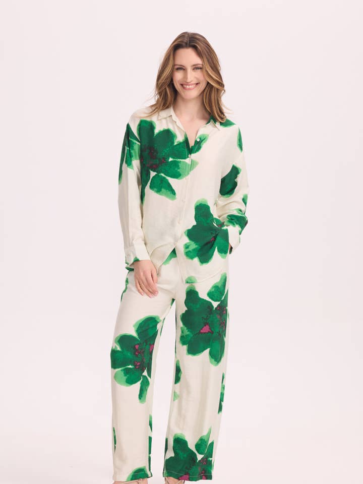 Flowy pants, floral patterns for wholesale by KY CREATION PARIS