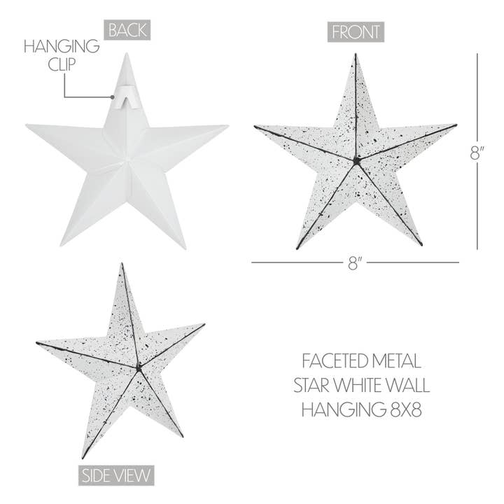 VHC Brands - Wholesale Wall Accent - Metal Star Speckled White Distressed 8x84