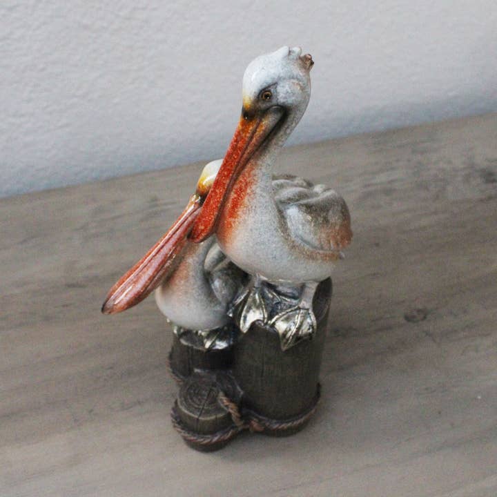 CB Home Collection - Wholesale Decorative Figurine - 9.25" Resin Pelican Duo on Piling Figure2