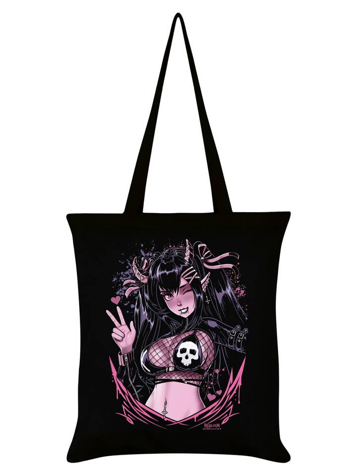 Requiem Collective Hanni Black Tote Bag for wholesale by Grindstore