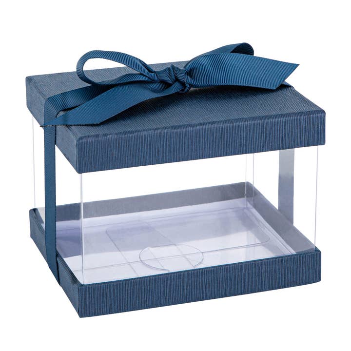 Clear Plastic Gift Boxes 6 Pack Bakery Boxes Navy for wholesale by Hammont
