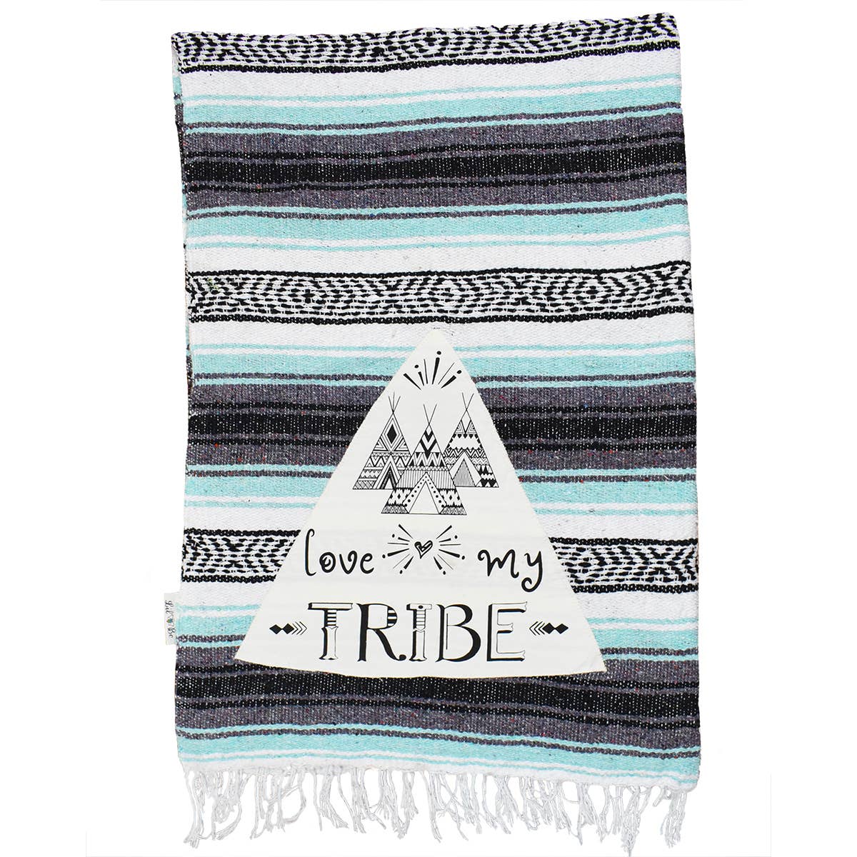 Lil Be - Wholesale Picnic Blanket - Mexican Blanket "Love My Tribe"- Mint | Yoga, Camping, Beach2