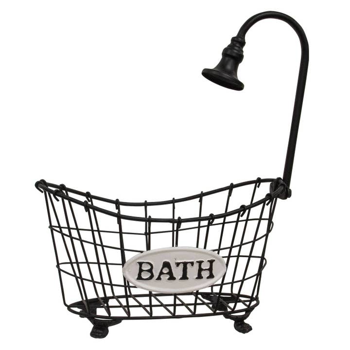 Panier pour baignoire et pommeau de douche en métal noir pour la vente par CWI Gifts