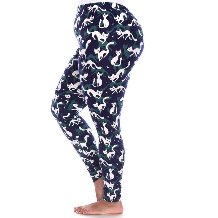 WHITE MARK - Wholesale Fashion Leggings - Women's - Plus Size Super Soft High-Rise Cat Printed Leggings10