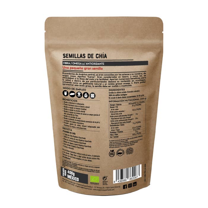 Orgánica Superfoods SL - Wholesale Plant Seeds - Organic Chia Seeds - 400g1