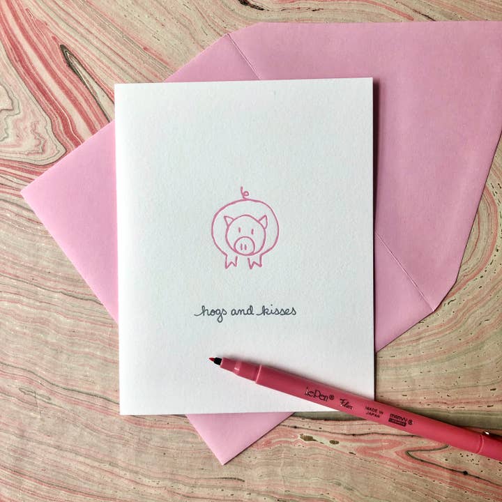 Hogs And Kisses Wenskaart voor wholesale door Albertine Press