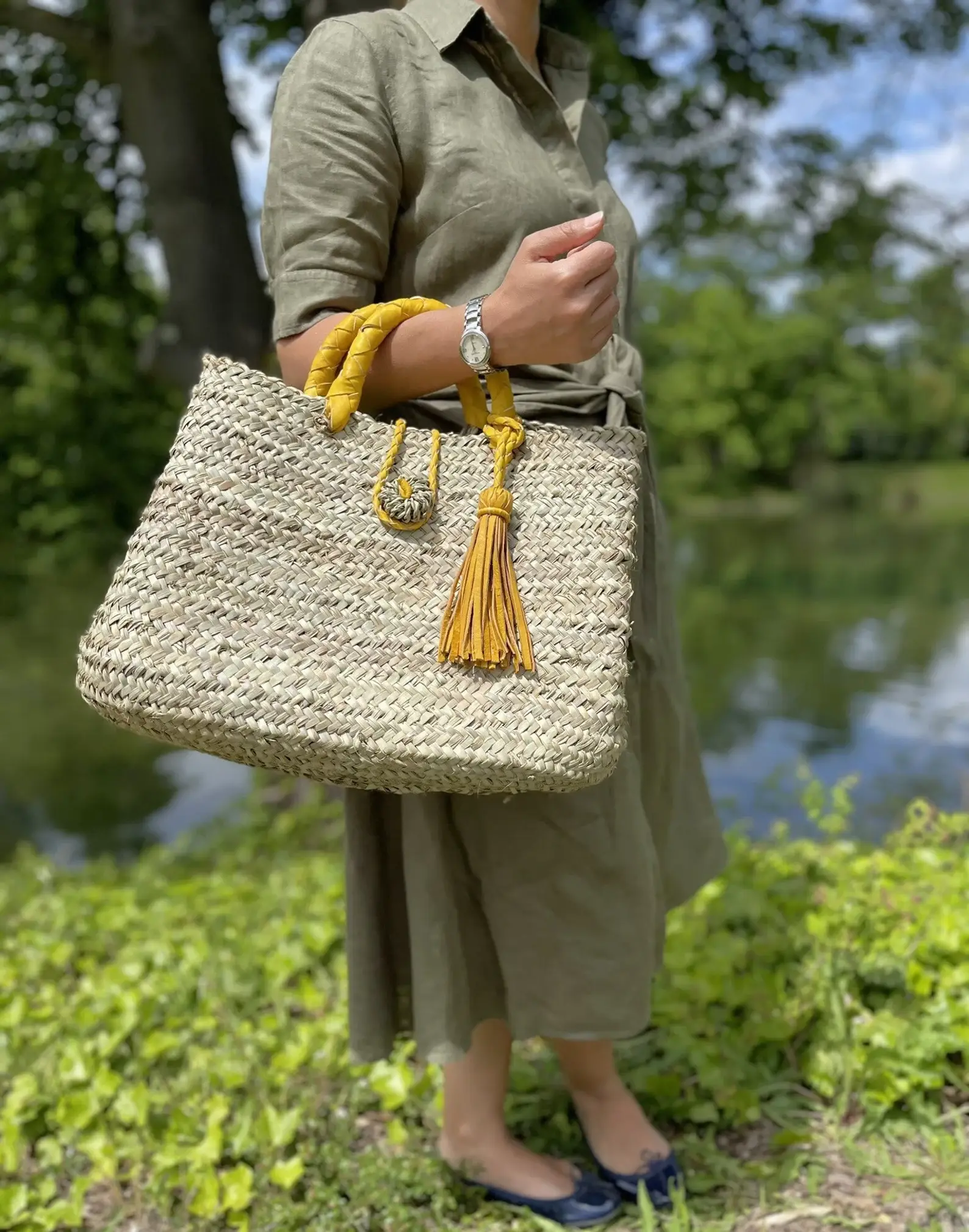 DarKech - Wholesale Tote Bag - Women's - Handcrafted Straw Tote Bag with Leather Straps – French bag 0