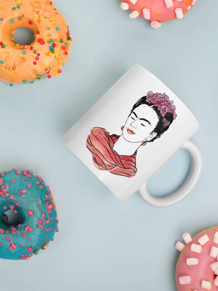 Frida Kahlo Tasse für den Großhandel von El loco del Pelo Rizo