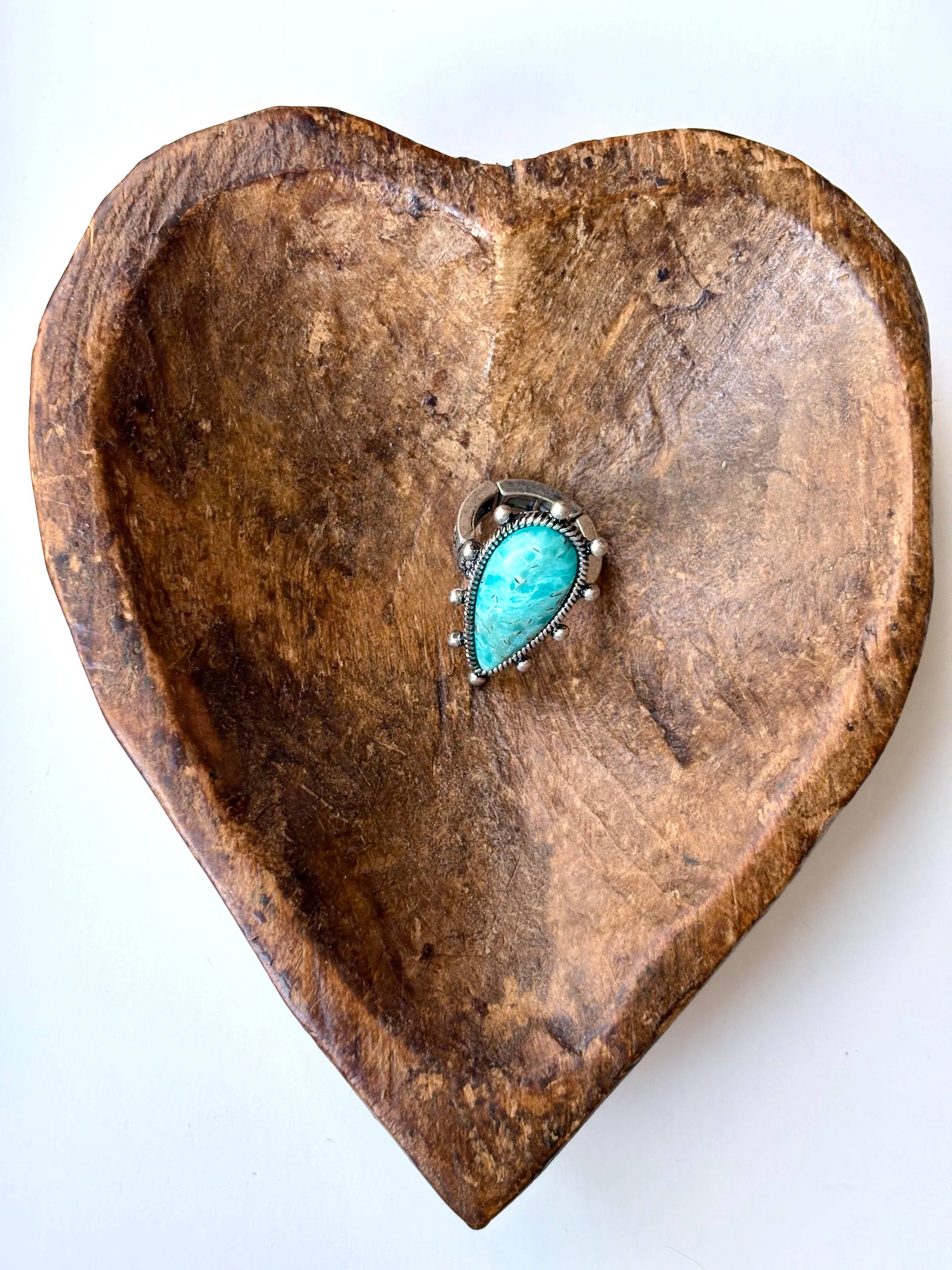 Boho Ranch Shop - Wholesale Cocktail/Statement Ring - Western Style Teardrop Turquoise Stone Stretch Ring5
