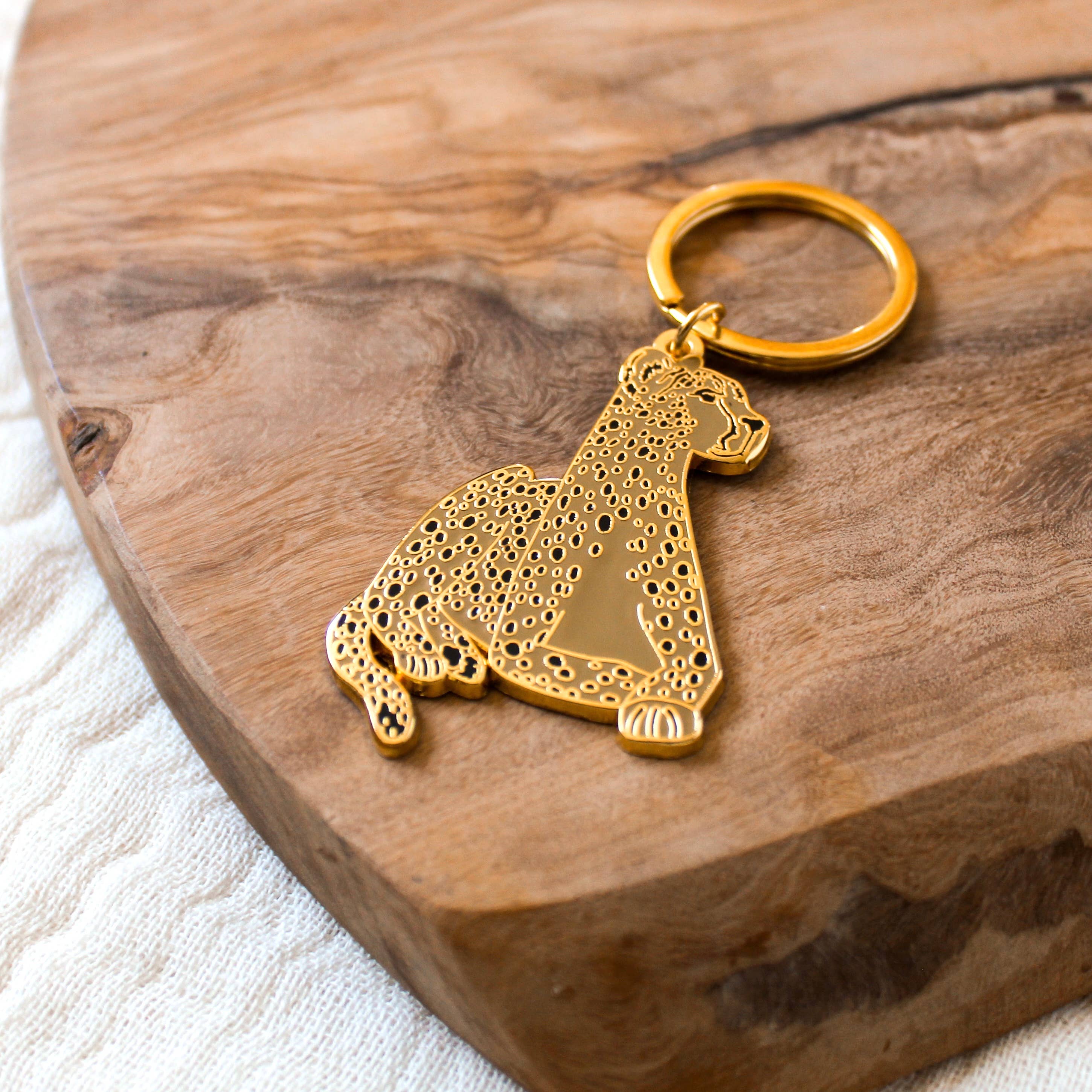 Elyse Breanne Design - Wholesale Keychain - Unisex - Cheetah Metal Keychain 2x2 in.3