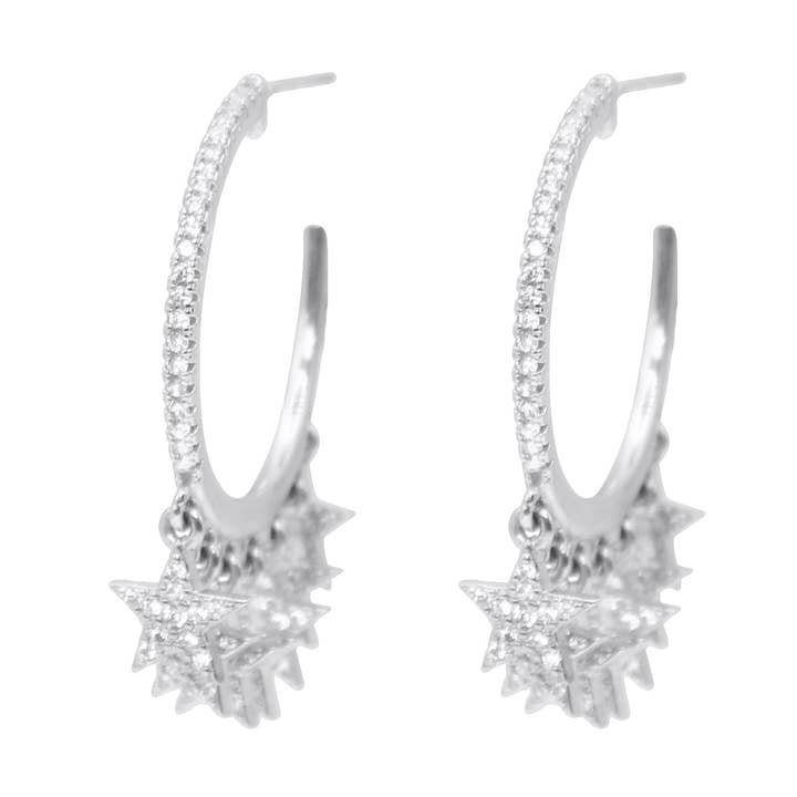 Lyra Star Hoop Earrings | 925 Sterling Silver for wholesale by LUNA CHARLES EMRA LTD
