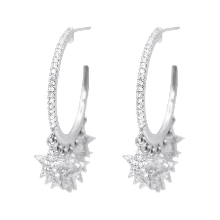 Lyra Star Hoop Earrings | 925 Sterling Silver for wholesale by LUNA CHARLES EMRA LTD