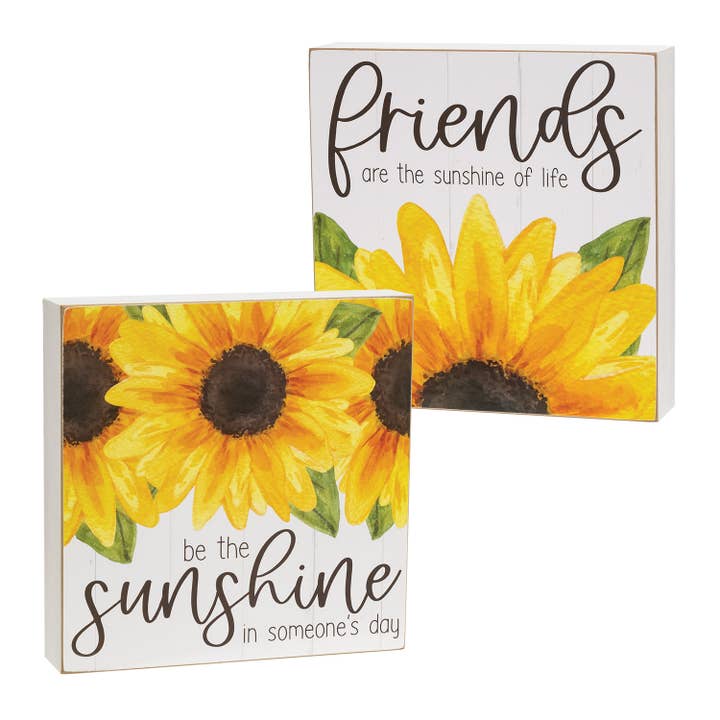 Be the Sunshine Sunflower Square Box Sign - 2 Asstd. for wholesale by The Hearthside Collection