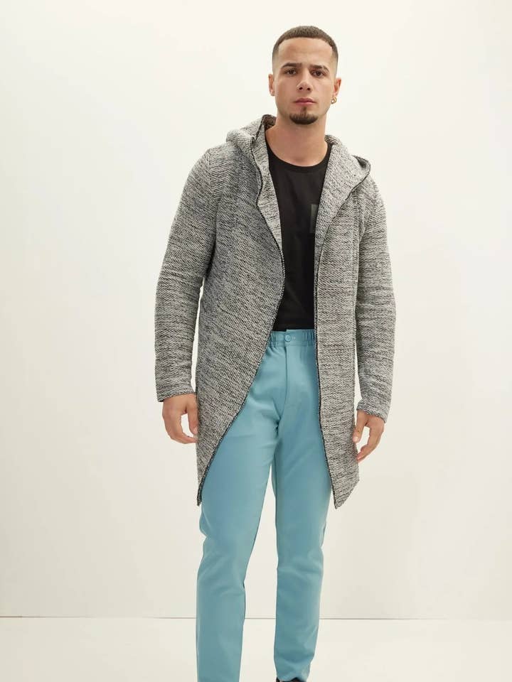 Jk Stealth Hoodie Cardigan - White Black for wholesale by Ron Tomson