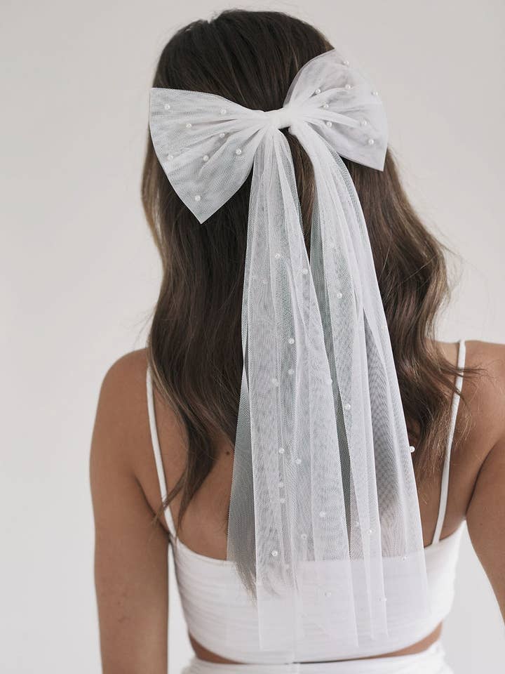 Pearl Bride Hair Bow for wholesale by Six Stories