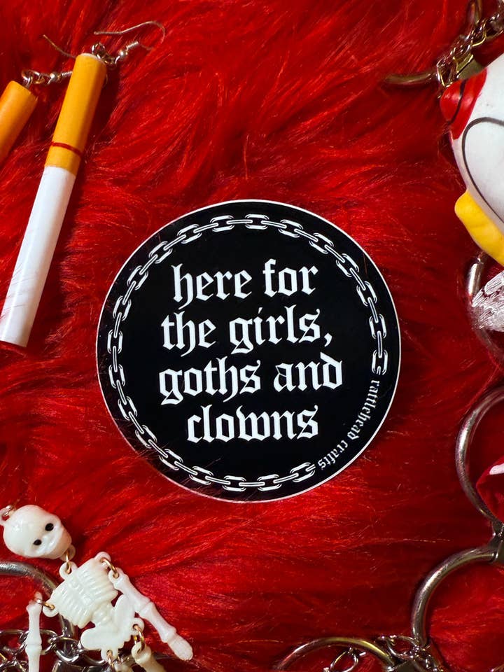 Her for Klovnenes Klistermærke for engroshandel hos Rattlehead Crafts