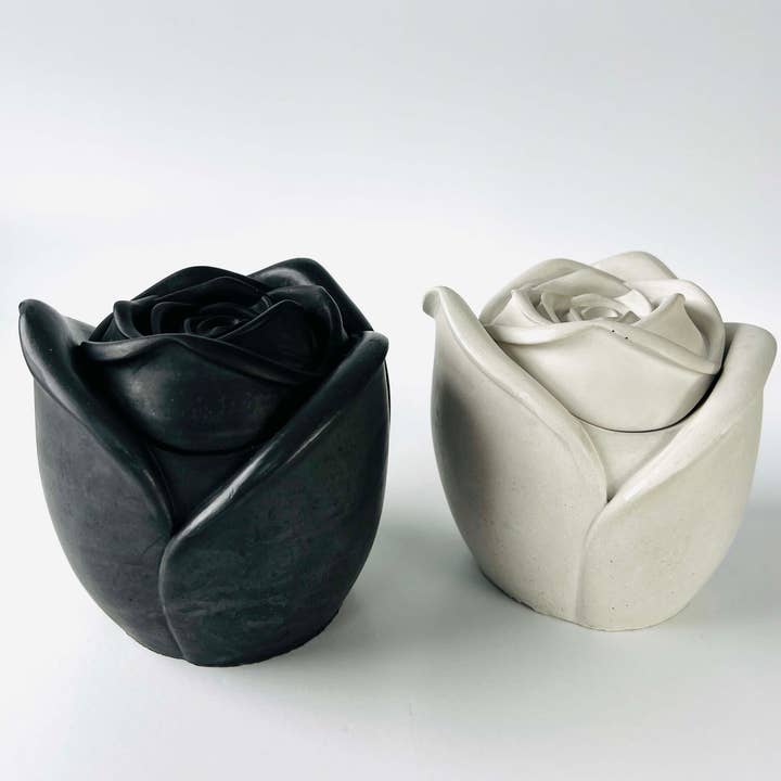 Aroma Sparks - Vente Bougeoirs - Récipient vide en forme de rose prêt à l'emploi pour bougies en ciment/béton6