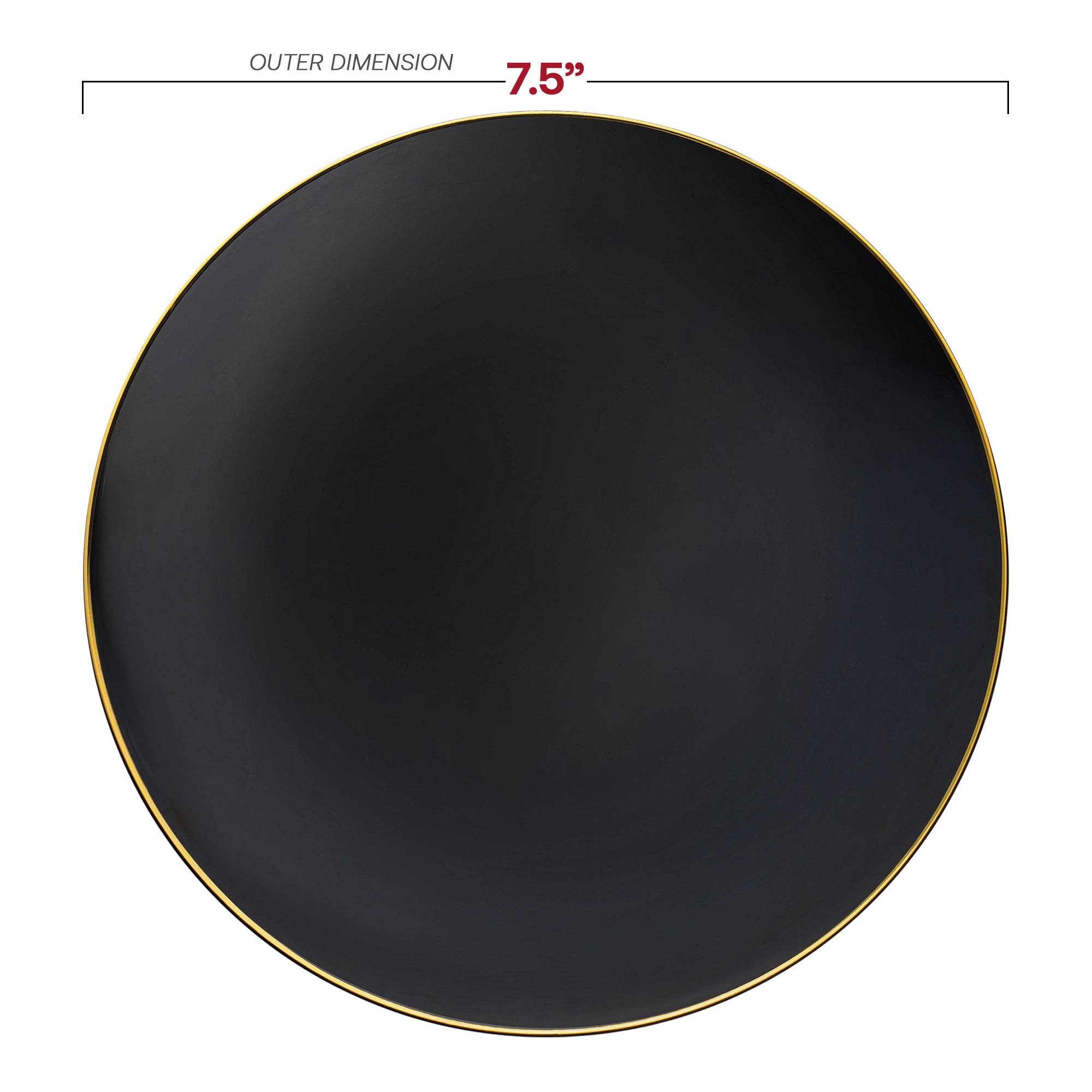 Smarty had a Party - Wholesale Salad Plate - 7.5" Black w/ Gold Rim Organic Plastic Salad Plates -120 pcs2