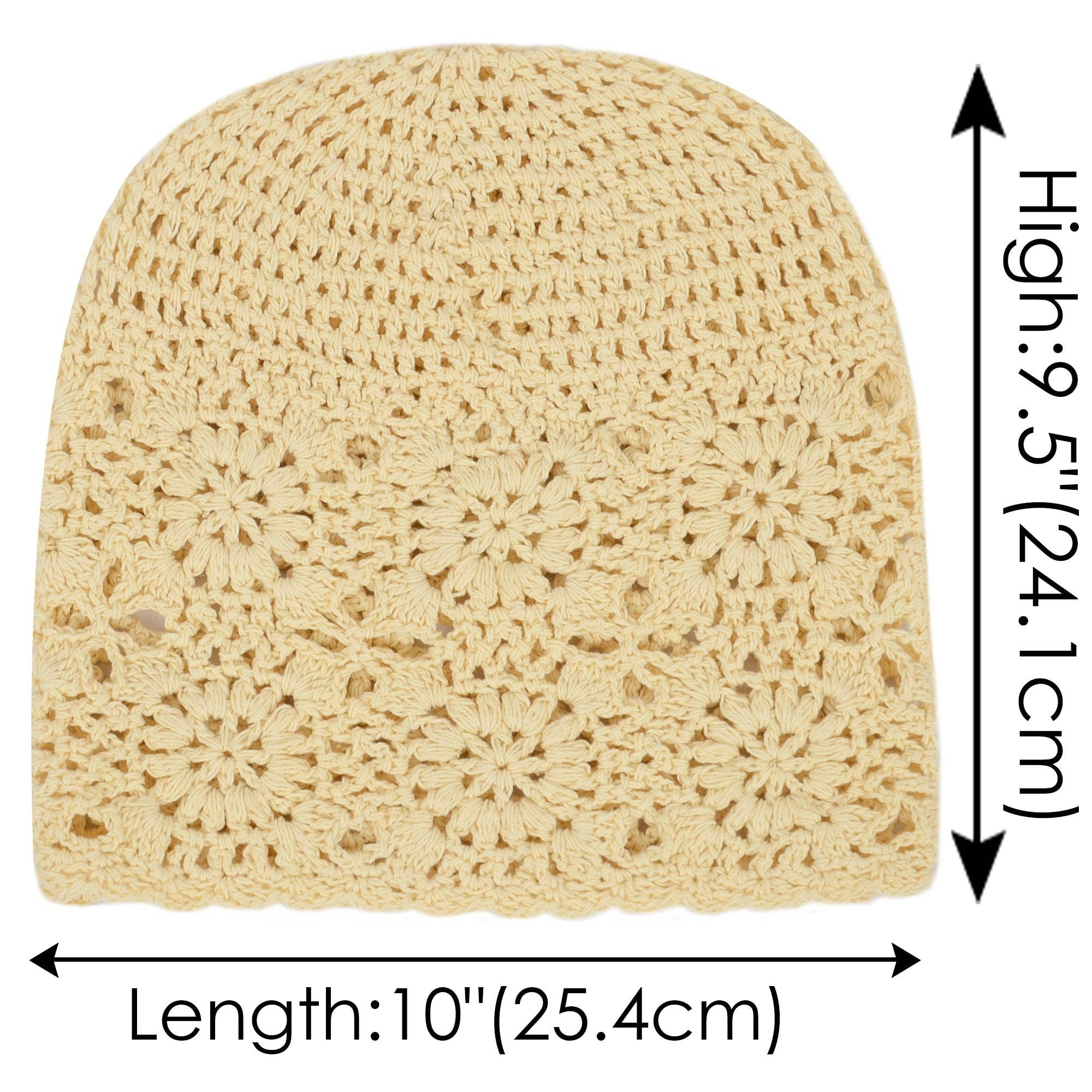 AK Brand - Wholesale Beanie - Women's - Crochet Floral Slouchy Beanie Knit Cutout Skull Cap Women5