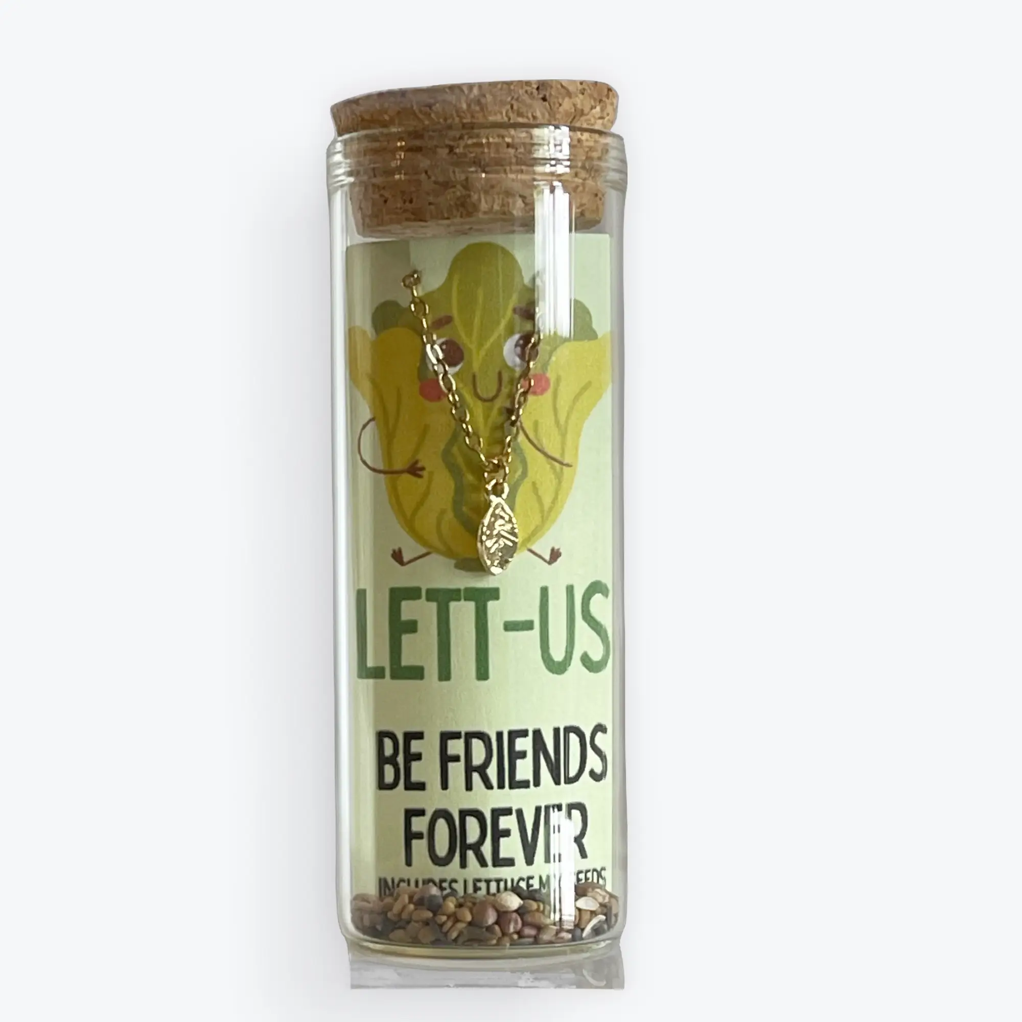 L Rae Charm - Wholesale Pendant/Charm Necklace - Gold Lettuce Friendship Necklace – “Lett-us Be Friends”6