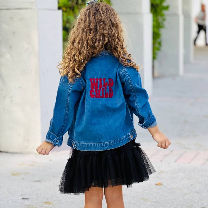 Baby økologisk denimjakke vildt barn for engroshandel hos Positive Denim